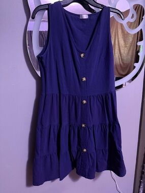 Women's Sleeveless Button-Front Dress in Deep Blue